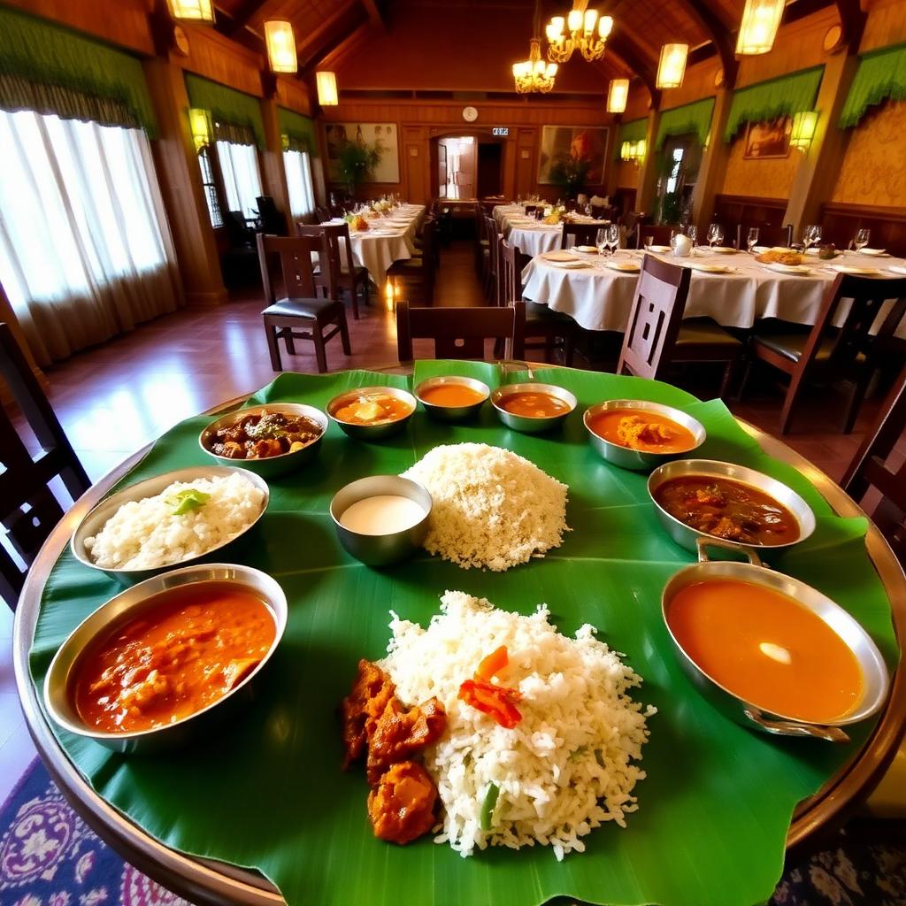 ಬಾಳೆಎಲೆಯ ಮೇಲೆ ಸಾಂಪ್ರದಾಯಿಕ ಭೋಜನ